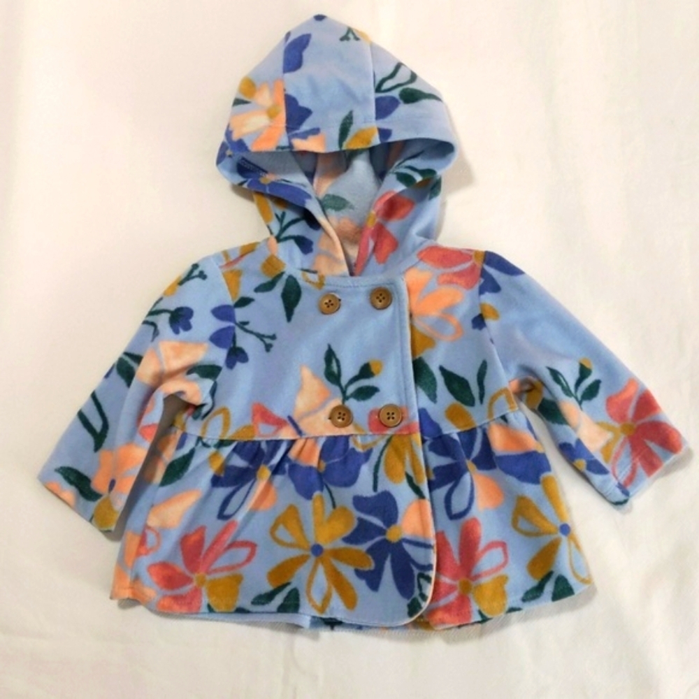 carter's floral fleece double breasted hoodie jacket 3 months baby girl